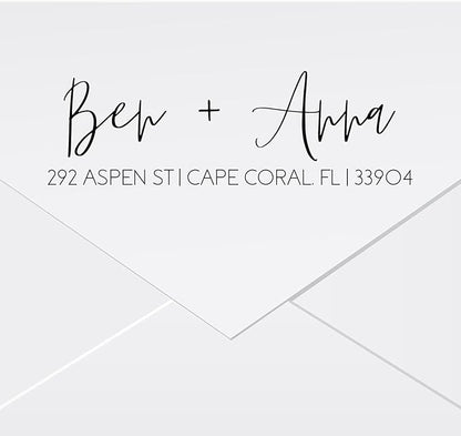 Self Inking Modern Address Stamps | Custom Return Address Stamper (Modern Brush Script, Large)
