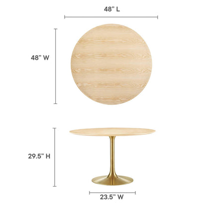 Dining Table, 48", Gold Natural