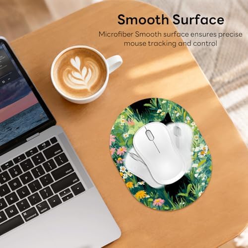 Oval Mouse Pad 6x8in Non-Slip for Laptop,Black Cats