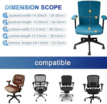 Tallew 4 Pcs Office Chair Covers Stretchable Armrest Seat,XL,Emerald Green