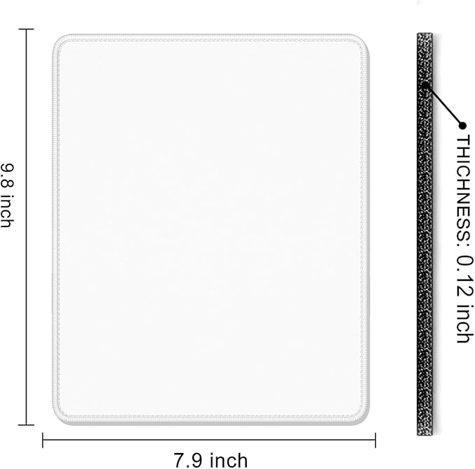 Auhoahsil White Mouse Pad, 12 x 10 Inch Square Mousepad, 3mm Thick Rubber Mouse Mat with Pretty Design, Premium-Textured Non-Slip for Gaming Work Office Wireless Mouse Men Women