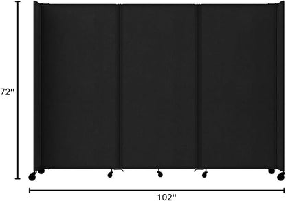 Versare Room Divider 360 Portable Wall Partition | Folding Panels | Large Freestanding Divider | Locking Wheels | Temporary Room Separator