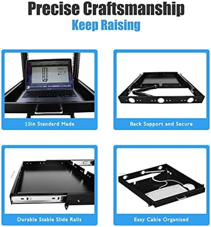 1U Rack Mount Sliding Keyboard Tray Cantilever for Server Data Network Rack