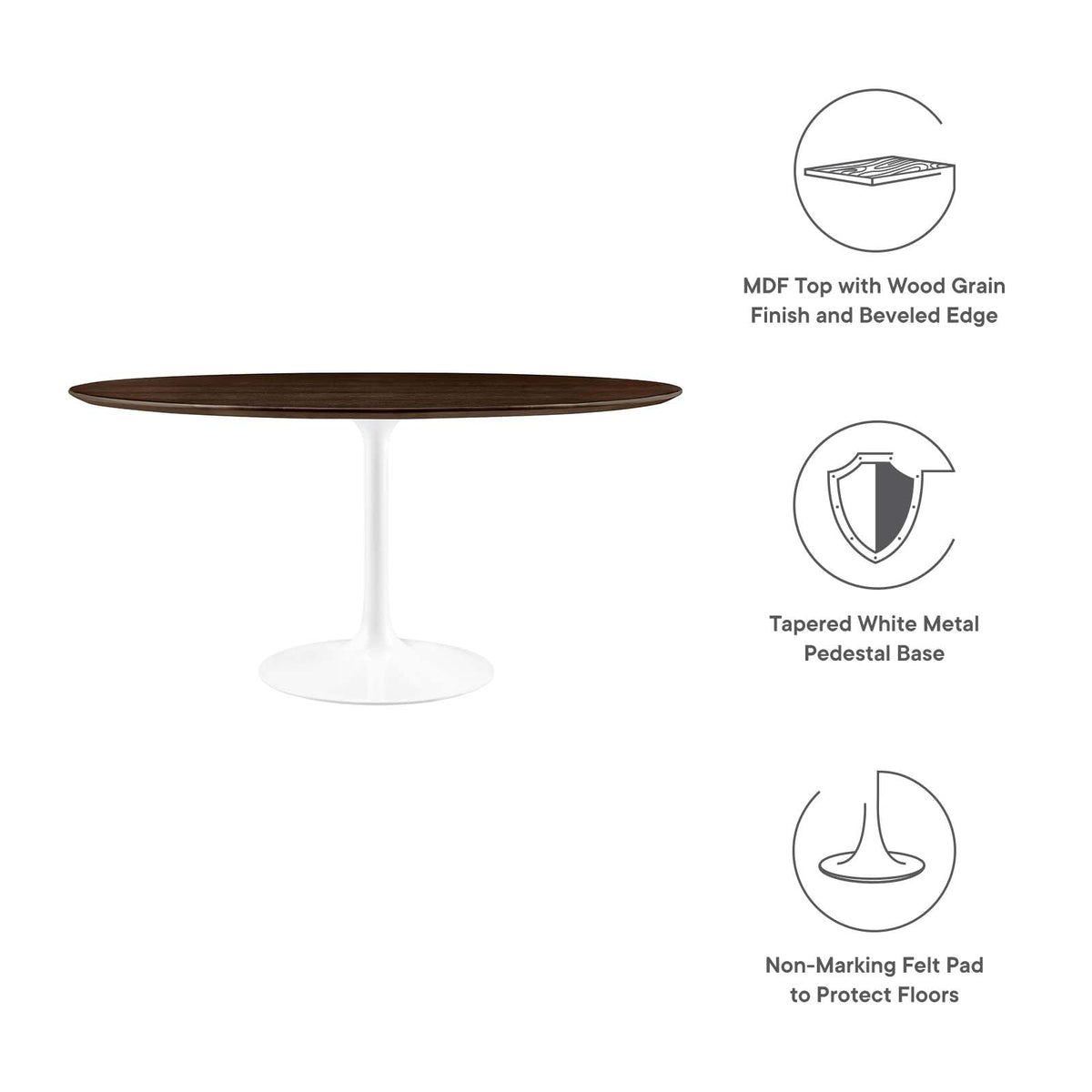 Dining Table, 60", White Cherry Walnut