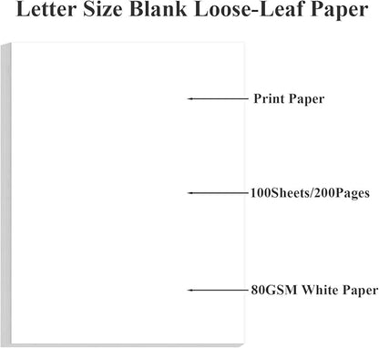 8.5" x 11" Printer Paper - 100 Sheets/200 Pages White Copy Paper, 20 lb Letter Size Papers Printing in Office/School/Home