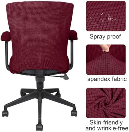 Tallew 4 Pcs Office Chair Covers Stretchable Armrest Seat,XL,Burgundy