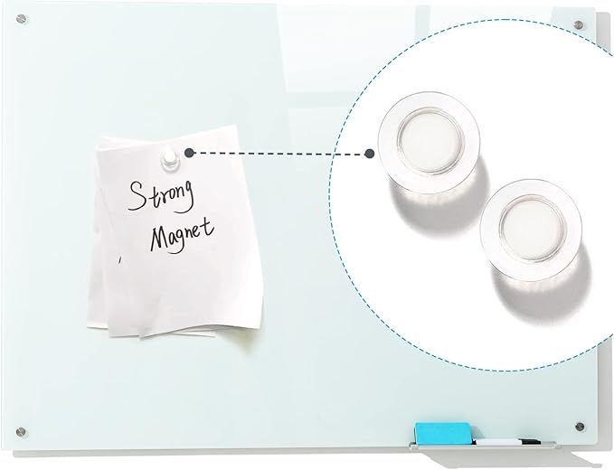 Magnetic Dry Erase Glass WhiteBoard - Frameless Wall Mounted Glass White Board for School Teaching Office Meeting 24"x36"