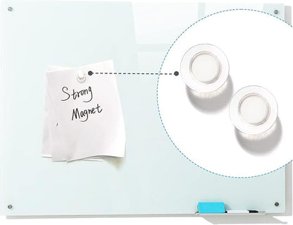 Magnetic Dry Erase Glass WhiteBoard - Frameless Wall Mounted Glass White Board for School Teaching Office Meeting 24"x36"