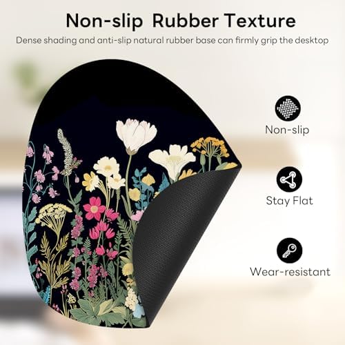 Water Drop Mouse Pad 7.3x8in Non-Slip for Laptop, Wildflowers