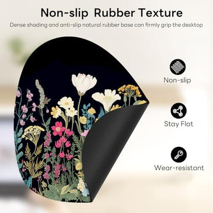 Water Drop Mouse Pad 7.3x8in Non-Slip for Laptop, Wildflowers