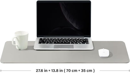 Leather Desk Mat - Non-Slip PU Desk Pad for Office and Home - Desk Organization and Accessories - Ideal for Large Mouse Pad and Desk Mats on Top of Desks (Silver,27.6"x 13.8")