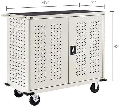 Global Industrial Mobile Storage & Charging Cart, 24 Laptop & Chromebook Device Capacity, Putty, Assembled, Laptop and Tablet Storage and Charging Cart