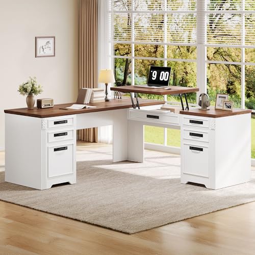 L Shaped Executive Desk with Lift Top & Drawers