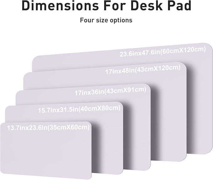 Aothia Faux Leather Desk Mat – Large Mouse Pad, Non-Slip PU Leather Blotter, Waterproof Writing Surface for Office and Home (Soft Lavender, 47.2" x 23.6")