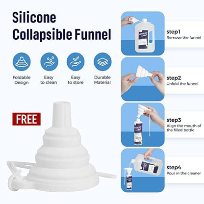Loukin Non-Toxic Whiteboard Cleaner, 1 Gallon (128 fl oz) Dry Erase Board Cleaner Ready-to-Use Refill, Connected Collapsible Silicone Funnel for Canned Liquid, Removes Whiteboard Stains