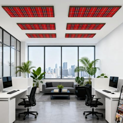 6 Pcs Fluorescent Light Covers for Ceiling Lights check plaid blue red yellow Magnetic Light Filters Decorative for Classroom Office Hospital Home 4x2 Ft