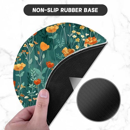 ITNRSIIET Round Mouse Pad with Stitched Edge Premium-Textured Waterproof Non-Slip Rubber Base Desktop Protection Mat Diameter 8.7 inches, Beautiful Flowers