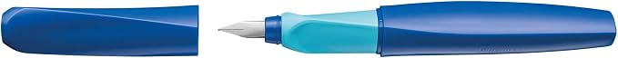 Pelikan Twist Fountain Pen with 1 Ink Cartridge, Medium Nib, Deep Blue, Boxed (814737)