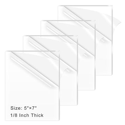4 Pack 5x7 Inch Acrylic Sheet 1/8" Thick, Cast Acrylic Sheet, Clear Plexiglass Sheets, for Craft Projects, Display Cases, Signs, Photo Frame