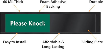 SmartSign In Session Do Not Disturb/Please Knock Slider Door Sign for Training, Office, Therapist, Conference | 2.25" x 10" Plastic Black, Made in USA