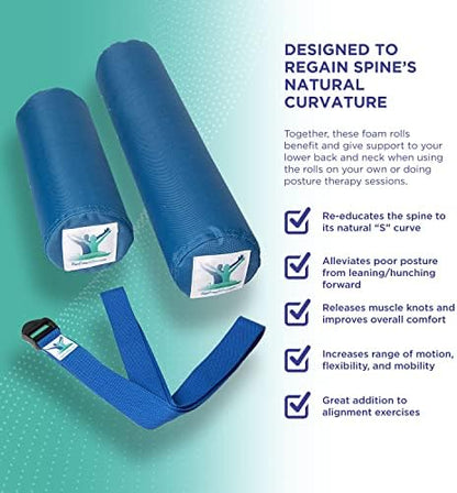 Pain Free at Sea - Posture Long & Short Foam Roll, Towel & Strap Yoga Belt - Physical Therapy Equipment - Yoga Accessories - Posture Rolls - Yoga Straps for Stretching - Physical Therapy Strap