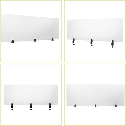 Acrylic Free Standing Screen, 60”W x 22”H Desk Divider Sound Absorbing Cubicle Desk Divider, Desk Privacy Panel and Privacy Shields for Student Desks, 3C-type clamps, on Desk Partition, Frosted