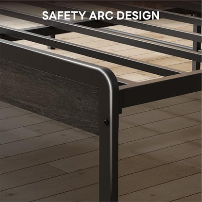 California King Bed Frames with 2-Tier Storage Shelf Headboard