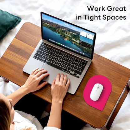 Contoured Oval Mouse Pad 6x8in Non-Slip for Laptop,Rose Red