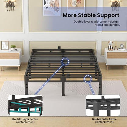 Metal Platform Bed Frame King Size, 12 Inch Dual-Layer Heavy Duty Base