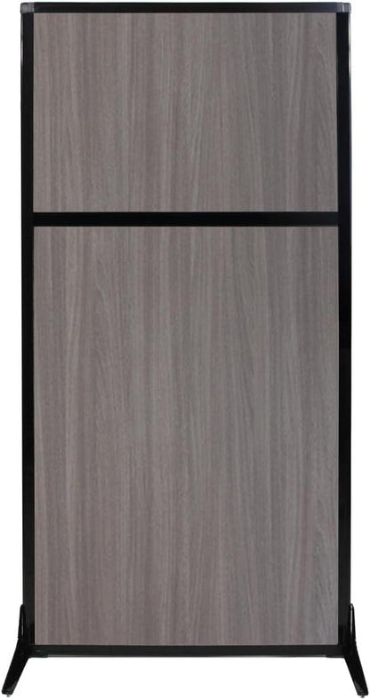 Versare Workstation Partition | Portable Wall Divider | Modern Office Cubicle | Free Standing Privacy Screen | Flexible Work Space | 33" x 70" Gray Elm Wood Grain Panels No Window