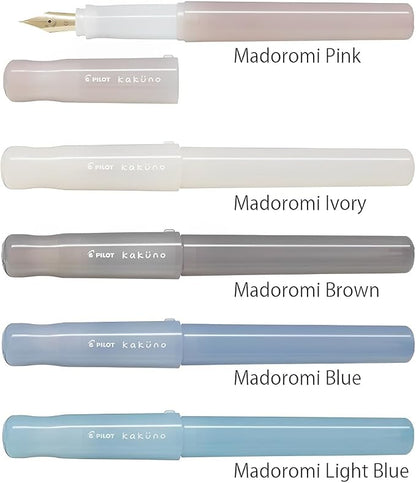 Pilot Kakuno Fountain Pen Madoromi Color Series, Gold (Smiley Face) Medium Nib, Perfect for Beginners and Creative Expression, Ivory, PFKA-1MDIM