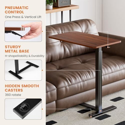 Sweetcrispy Overbed Table, Adjustable Rolling Desk, Mobile Standing Desk