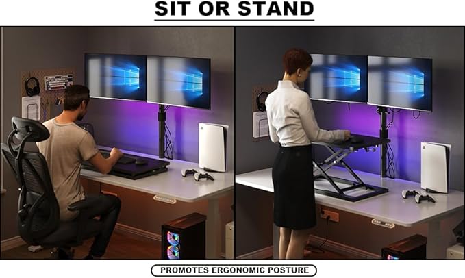 Decoholic Single 24 inch Scissors Lift Keyboard and Mouse Riser, Height Adjustable Standing Desk Converter for Ergonomic Sit Stand Workstations，suitable to hold large/small items (24inch, Black)