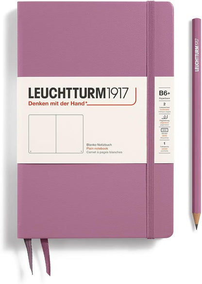 LEUCHTTURM1917 - Notebook Hardcover Paperback B6+ - 219 Numbered Pages for Writing and Journaling (Dusty Rose, Plain)