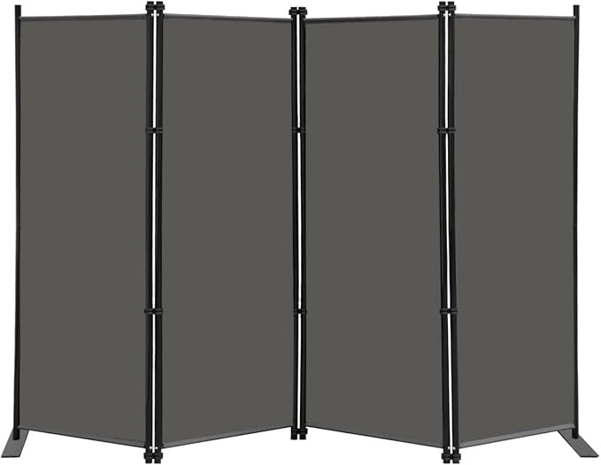 MAYOLIAH 4 Panel Room Divider Screen 6Ft Tall Foldable Privacy Dividers Indoor Wall Partition Room Separator Grey