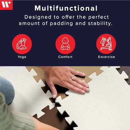 We Sell Mats Interlocking Foam Floor Tiles - 3/8" Thick Brown/Tan 18-Pack