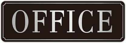 The Office Door Sign for Home and Business，Self-Adhesive Waterproof and Fade-Resistant Modern Brushed Silver Office Sign Sticker for House，Business，Door, Window（Silver）