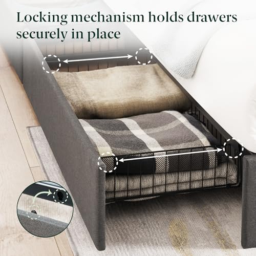 Zinus Billie Platform Bed Frame, Four Underbed Storage Drawers, King