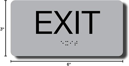 ADA Compliant Sign with Braille (6" x 3", Exit, Pearl Grey)