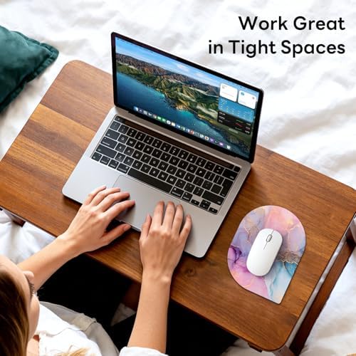 Contoured Oval Mouse Pad 6x8in Non-Slip for Laptop,Dream Marble