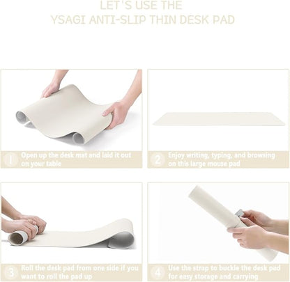 YSAGi Non-Slip Leather Desk Pad, Desk Matt for Desktop, Waterproof Laptop Computer Keyboard Mat, Table Protector Blotter Mat, Large Mouse Pad for Office/Work/Home/Decor(Cream, 35.4" x 17")