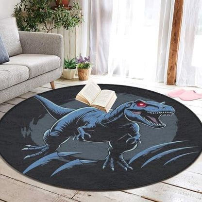 Soft Round Yoga Carpet, Office Chair Decor Round Mat for Carpet and Hardwood Floors Dino Dinosaur