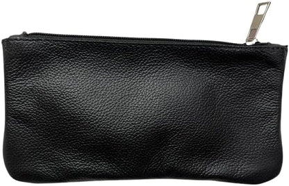 Vintage Leather Pencil Case Pouch, Pen Pouch for Work and University, for Men and Women Elegant & Practical Brown Leather Pencil Cases for Adults Perfect for Office (Black) (Black)