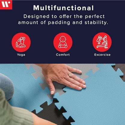 We Sell Mats Interlocking Foam Floor Tiles - 3/8" Thick Blue Mix 36-Pack