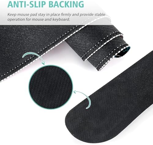 Keyboard Mouse Pad Set,Large Gaming Mouse Pad+Keyboard Wrist Rest+Wrist Rest+Coaster,Computer Desk pad Set Wrist Support for Office Desktop Laptop. (35.4" x 15.7") Extended Desk Mat (Floral)
