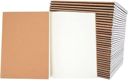 30 Pack A5 Blank Journal Notebook for Travelers, Student Gifts Office and School Supplies, Writing Journal Sketchbook Subject Notebooks Travel Journals Bulk, Kraft Paper, 80 Pages, 40 Sheets, 8.3x5.5