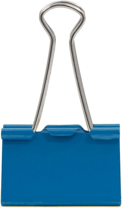 JAM PAPER Colorful Binder Clips - Large - 1 1/2 Inch (41 mm) - Blue Binderclips - 12/Pack