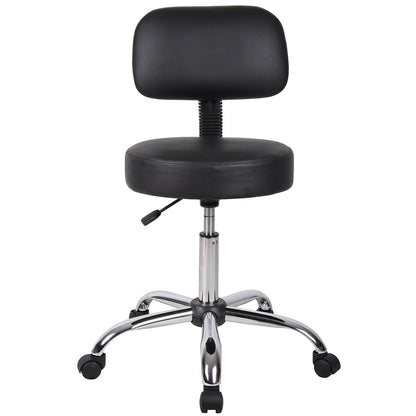 B245-BK Be Well Medical Spa Stool with Back, Black