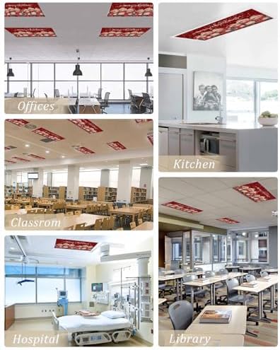 Red Christmas Magnetic Fluorescent Light Covers for Ceiling Lights 2 x 4 Feet,Vintage Owl White Snowflakes Watercolor Office Classroom Kitchen Drop Ceiling Light Covers Filters Shade Panel 1 Pack