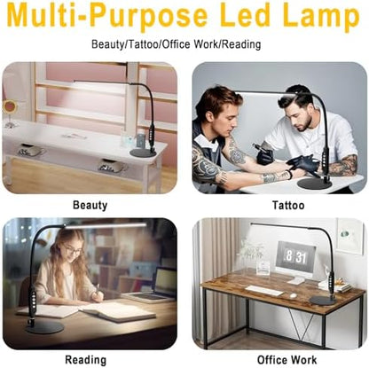 CGBE LED Desk Lamp, 23.6" Nail Light for Desk with Adjustable Gooseneck
